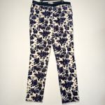 Tory Burch Dayton Floral Velvet Pants Size 8 Ivory Purple Flocked Photo 3