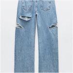 ZARA NWOT Mid Waist Ripped Cut Out Straight Leg Jeans - Size: 2 Photo 1