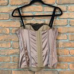 Ambrielle Satin Corset Lingerie Lace Lightly Lined Underwire Shapewear Large‎ Brown Photo 1