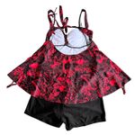 Tankini Swimsuit XL Red Black Paisley‎ Swim Dress Two Piece Bathing Suit Photo 6