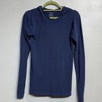 Free People  Blue Hooded Athletic Pullover Sz XS Photo 0