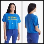 💕MOTHER💕 Rowdy Cut Off Tee ~ Streets are Talking Graphic Tee Small S NWT Blue Photo 1