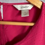 cj banks Rolled Short Sleeve Top Women 2X Pink Perforated Dot Keyhole Round Neck Photo 3