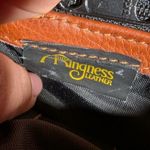 Vtg 1970s Ann Ringness Brown Novelty Hand Design Croc Emboss Leather Saddle Bag Photo 7