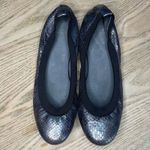 Stuart Weitzman  Embossed Leather Snakeskin Ballet Flats Metallic Silver Size 8.5 Photo 5