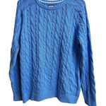 Lands' End  Women's Cotton Drifter Cable Crew Neck Sweater Medium Light Blue Photo 0