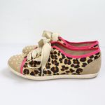 London Sole Jane Winkworth Cheetah Hair Studded‎ Sneakers Big Bow Size 40 US 9.5 Brown Photo 3