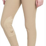 TuffRider  Ladies Ribb Lowrise Pull-On Knee Patch Breeches Tan Size 26 Photo 0