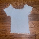 White Off Shoulder Smocked Ruffle Top Photo 2