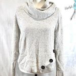 Jessica Simpson speckled cream cowl neck sweater with buttons size medium Photo 0