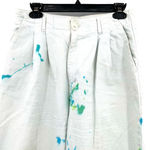ZARA size 8 white jeans pleated top blue yellow green paint splatter detail Photo 2