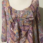 Umgee  small womens paisley boho lined shift dress elastic 3/4 sleeve bow front Photo 5