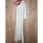 Lulus NWT  Majestic Attitude White Cape Sleeve One-Shoulder Maxi Dress Wedding S Photo 5