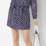 Michael Kors  Long Sleeve Mini Dress Women’s Medium Navy Animal Print Flowy chic Photo 0