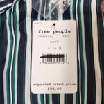 Free People  Womens Striped Button Up Shirt Natural Size Medium Blue Photo 4