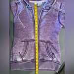 J. America Zen purple zip up hoodie with Kangaroo pocket,random‎ info on back, sz s Photo 5