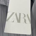 ZARA  Women's‎ Gray Pinstripe Long Sleeve Belted Cropped Shirt Top Size Large Photo 6