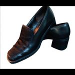 Unisa Vintage leather  black loafer with fur front and chunky block heel Photo 5
