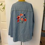 Women's Blue Denim Jacket with Floral print Size M Photo 4