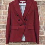 Veronica Beard Miller Double-breasted Herringbone Blazer In Burgandy Size 2 Photo 1