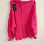 Gibson Nordstrom Bright Pink Ribbed Off the Shoulder Sweater Size Large NEW Photo 5