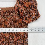 Beach Lunch Lounge Smocked Midi Dress Animal Print Long Sleeve Casual XL Brown Photo 1
