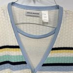 Cherokee  Women's m Short Sleeve striped Sweater button down Blue yellow White Photo 2