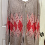 Woman Within  Argyle Cardigan Sweater - Red and Tan Photo 0