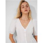 French Connection  Armina‎ Poplin Short Puff Sleeve Top Size XS NWT Photo 2