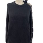 Furst of a Kind  Sweater Knit Open Sleeve‎ Grommet Ring Detail Black Size Medium Photo 2