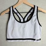 New Balance Women’s Ribbed White with Black Trim Sports Bra Logo size XXL Gym Photo 0