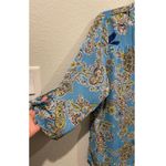 Anthropologie FIG AND FLOWER Blue Multicolor Printed 3/4 Sleeve Button Down Shirt Photo 2