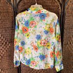 Vintage Floral Butterfly Collar Button Down Shirt Size 34 Yellow Photo 3