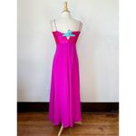 Theia Empire Waist Silk Bright Pink Formal Full Length Dress Photo 7