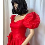 American Vintage  80’s Roberta red formal party dress, puff sleeves tie-waist XS Photo 8