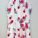 Trixxi Floral Halter Top Romper Women's Small White Red Scalloped Elastic Waist Photo 0