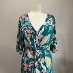 Venus Front Twist Maxi Tropicana Teal Green Floral Dress Size Small Photo 5