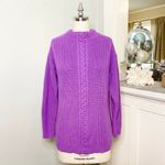 Talbots  Wool Cable Knit Mock Neck Sweater Purple Orchid Medium Photo 9