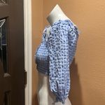 ZARA  light blue checkered off the shoulder, cropped top Photo 2