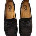 Miz Mooz  Women's Gracie Loafer Black Suede Size 40 US 9 Perforated Toe‎ Distress Photo 0