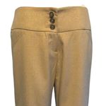 Cache Crop Gold Metallic Pant 3" Wide Waist Self Belt Stretch New $118 NWT Photo 1