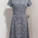 Talbots Women's Black White Paisley Print Short Sleeve Fit & Flare Dress Size 4 Photo 0