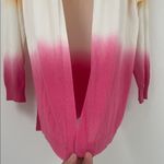 Chico's  Vibrant Orange, White and Pink Ombre Knit Long Sleeve Cardigan. Size XL Photo 9