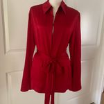 ZARA STUDIO LIMITED EDITION SATIN RED BELTED BLAZER JACKET Photo 6