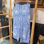Joie  100% Linen Wide Leg Blue & White Folk Floral Beachy Boho Pants - Sz M 💛🎀 Photo 3