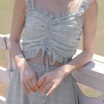 Japanese Daisy Floral Chiffon Princess Top And Skirt Set Blue Photo 1