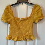 Elodie yellow floral smocked puff sleeve crop top Photo 7