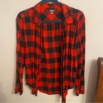 Aerie  Red and black Buffalo plaid flannel long sleeve shirt size medium Photo 0