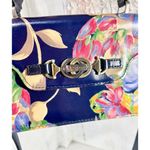 Patricia Nash  Floral Print Leather Satchel Purse Crossbody Bag Winter Bloom Blue Photo 2