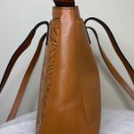 Patricia Nash Prescott Tote Shoulder Cognac Engraved Floral Photo 2